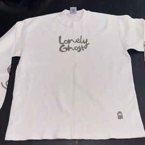 lonely ghost long sleeve white thermal shirt. size large. like new.